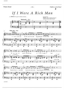 If I Were a Rich Man (from The Fiddler on the Roof): For voice and piano by Jerry Bock