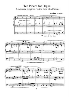 Ten Pieces for Organ: No.5 Andante religioso (in the Form of a Canon) by Eugène Gigout