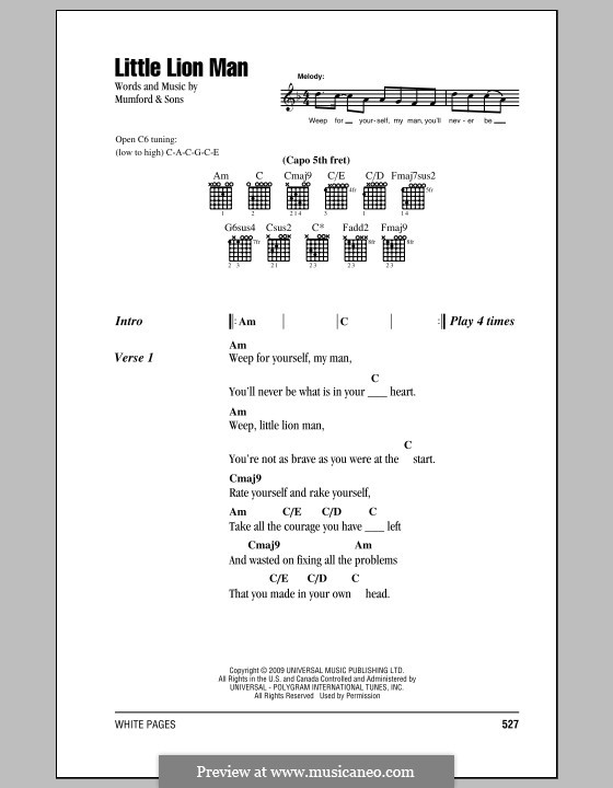 Little Lion Man (Mumford & Sons): Lyrics and chords by Marcus Mumford