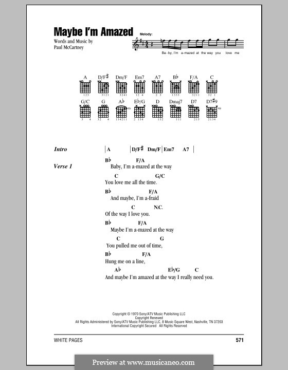 Maybe I'm Amazed: Lyrics and chords by Paul McCartney