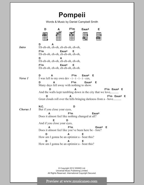 Pompeii (Bastille): Lyrics and chords by Daniel Campbell Smith