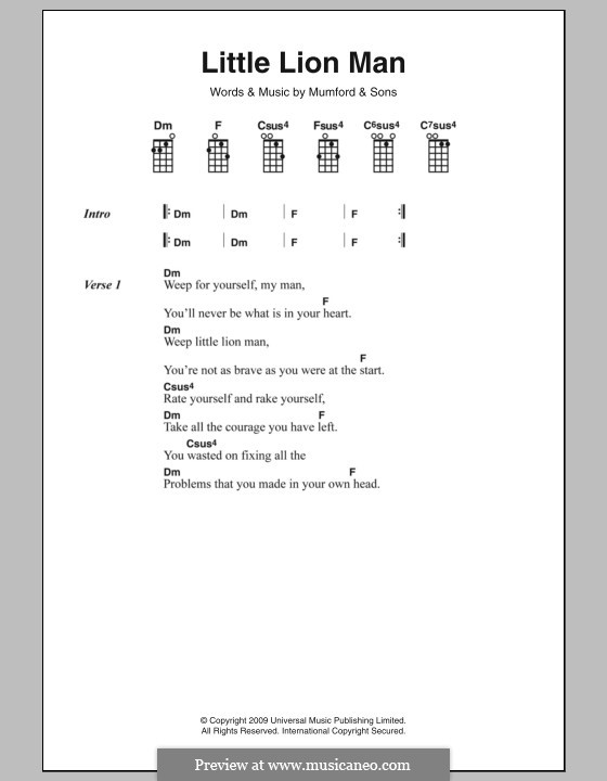 Little Lion Man (Mumford & Sons): Lyrics and chords by Marcus Mumford