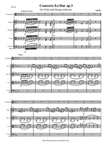 Concerto for Viola and String Orchestra in E Flat Major, Op.3: Score and all parts by Alessandro Rolla