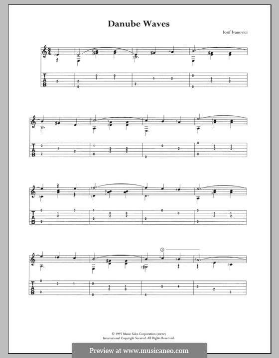 Waves of the Danube: For guitar by Ion Ivanovici