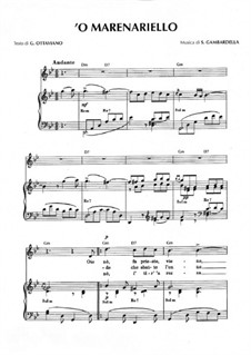 'O Marinariello: For voice and piano (or guitar) by Salvatore Gambardella