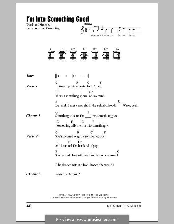 I'm Into Something Good (Herman's Hermits): Lyrics and chords by Carole King, Gerry Goffin