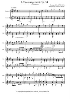 L'encouragement: For two guitars (minus one option) by Fernando Sor