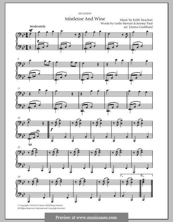Mistletoe and Wine (Cliff Richard): For piano by Keith Strachan