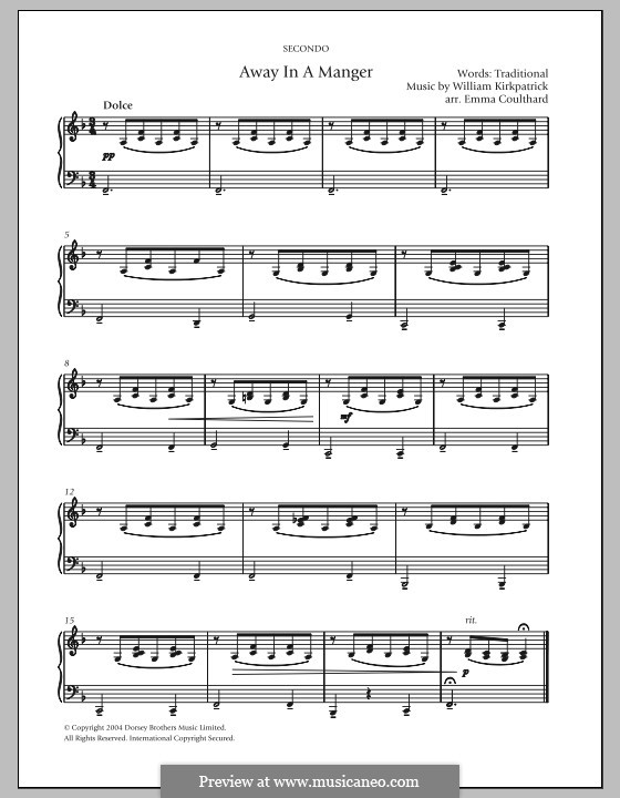 Away in a Manger: For piano by William (James) Kirkpatrick