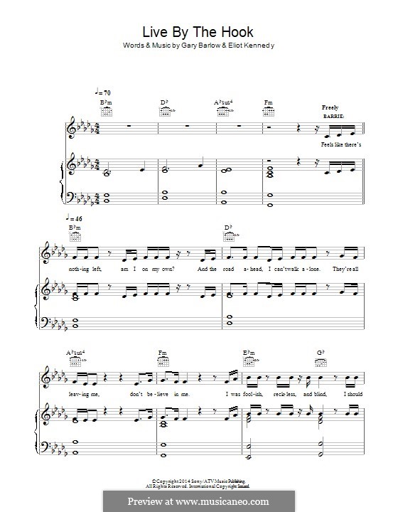 Live By the Hook (from 'Finding Neverland'): For voice and piano (or guitar) by Eliot Kennedy, Gary Barlow