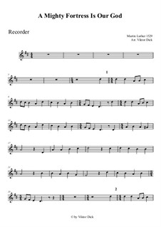 A Mighty Fortress Is Our God: For recorder by Martin Luther