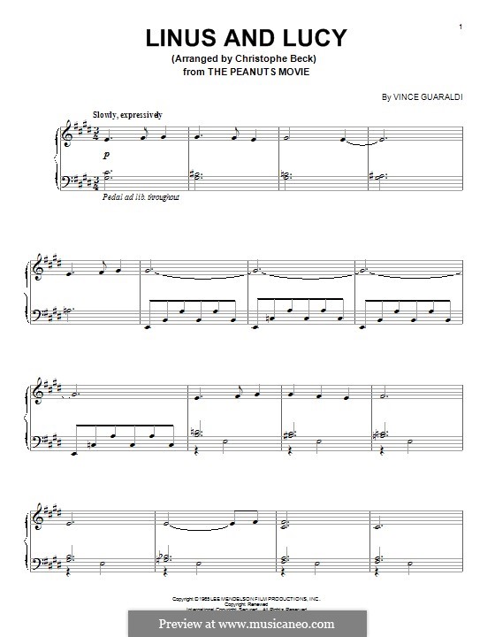 Piano version: For a single performer by Vince Guaraldi