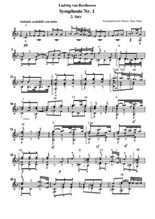 Fragments: Movement II, for guitar by Ludwig van Beethoven