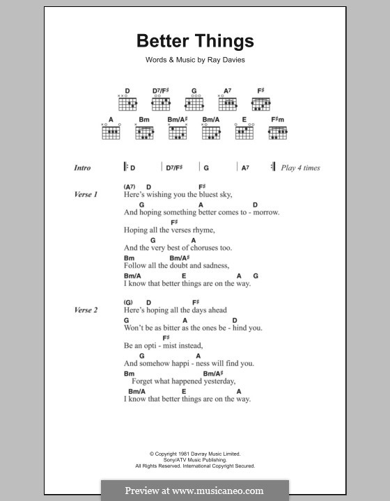 Better Things (The Kinks): Lyrics and chords by Ray Davies