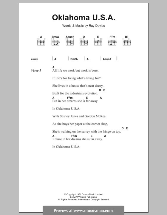 Oklahoma U.S.A (The Kinks): Lyrics and chords by Ray Davies