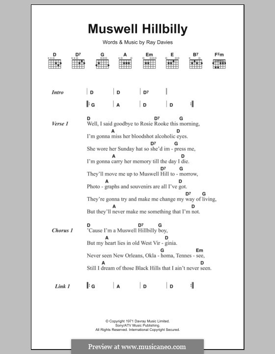 Muswell Hillbilly (The Kinks): Lyrics and chords by Ray Davies