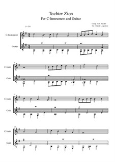 Des Herrn Einzug (Tochter Zion): For C-instrument and guitar (G Major) by Georg Friedrich Händel