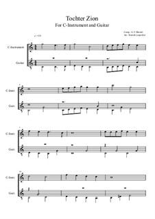 Des Herrn Einzug (Tochter Zion): For C-instrument and guitar (C Major) by Georg Friedrich Händel