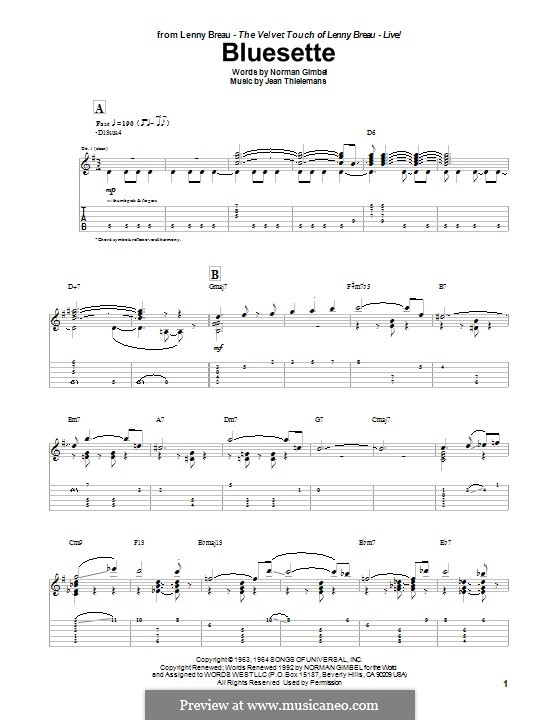 Bluesette: For guitar with tab by Jean Thielemans