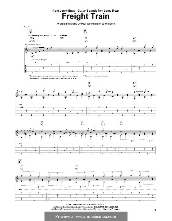 Freight Train: For guitar with tab by Fred Williams, Paul James