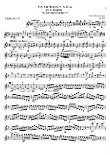 Symphony No.5 in D Major 'Reformation', Op.107: Violin II part by Felix Mendelssohn-Bartholdy