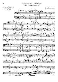 Symphony No.5 in D Major 'Reformation', Op.107: Cello and double bass part by Felix Mendelssohn-Bartholdy