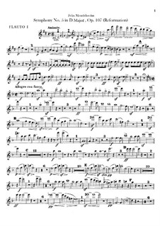 Symphony No.5 in D Major 'Reformation', Op.107: Flutes parts by Felix Mendelssohn-Bartholdy