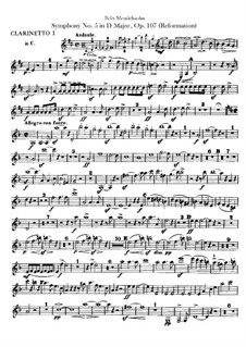 Symphony No.5 in D Major 'Reformation', Op.107: Clarinets parts by Felix Mendelssohn-Bartholdy