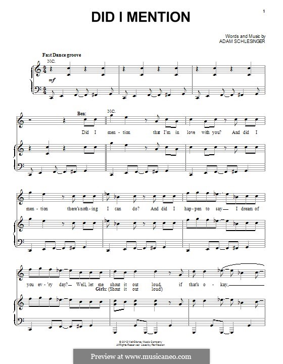 Did I Mention by A. Schlesinger - sheet music on MusicaNeo