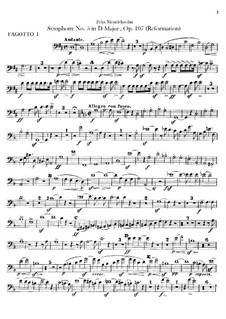 Symphony No.5 in D Major 'Reformation', Op.107: Bassons parts by Felix Mendelssohn-Bartholdy