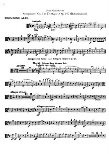 Symphony No.5 in D Major 'Reformation', Op.107: Trombones parts by Felix Mendelssohn-Bartholdy