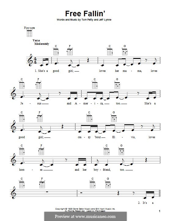Free Fallin': For ukulele by Jeff Lynne