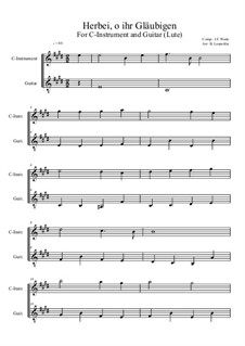 Herbei, o ihr Gläubigen: For C-instrument and guitar (easy version) E Major by John Francis Wade