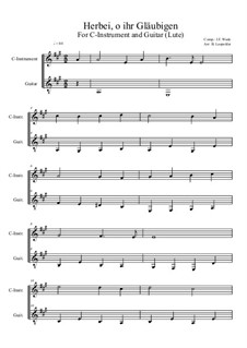Herbei, o ihr Gläubigen: For C-instrument and guitar (easy version) A Major by John Francis Wade