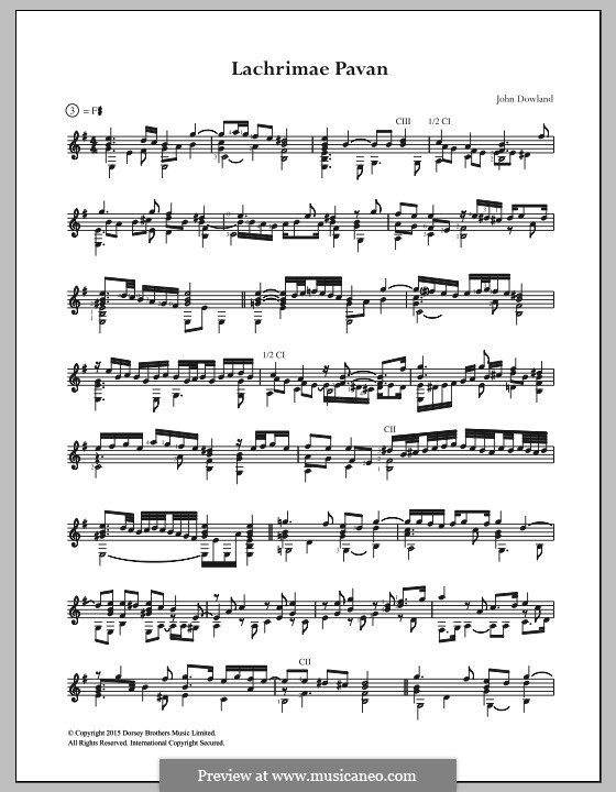 Lachrimae Pavan: For guitar by John Dowland