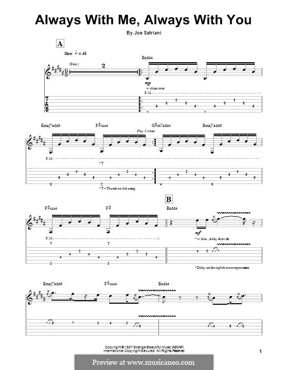 Always with Me, Always with You: For guitar by Joe Satriani