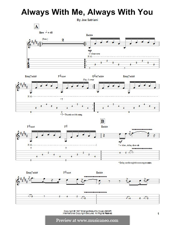 Always With Me, Always With You by Joe Satriani - Easy Guitar Tab