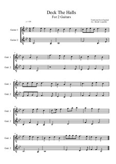Deck the Hall: For two guitars (B Flat Major) by folklore