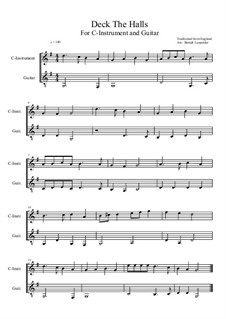 Deck the Hall: For C-instrument guitar (G Major) by folklore