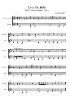 Deck the Hall: For C-instrument guitar (F Major) by folklore