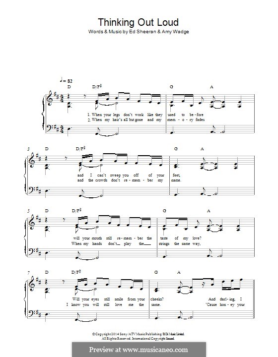 Thinking Out Loud: For piano by Ed Sheeran, Amy Wadge