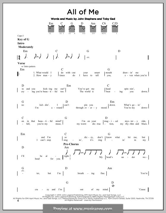 All Of Me By J Stephens T Gad Sheet Music On Musicaneo