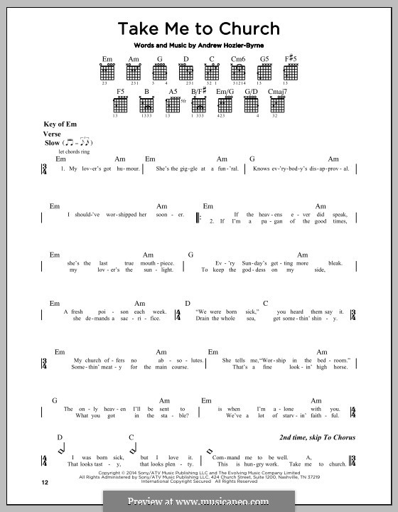 Take Me To Church: Lyrics and chords by Andrew Hozier-Byrne