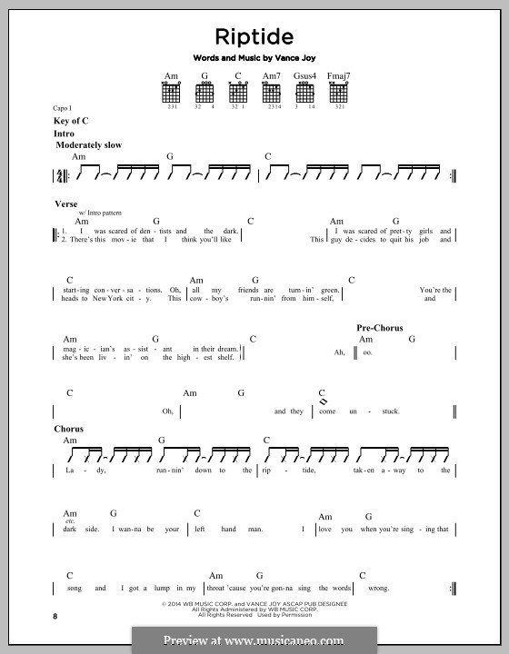 Riptide by Vance Joy - sheet music on MusicaNeo