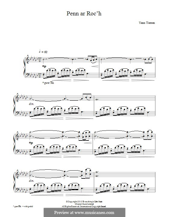 Penn ar Roc'h: For piano by Yann Tiersen