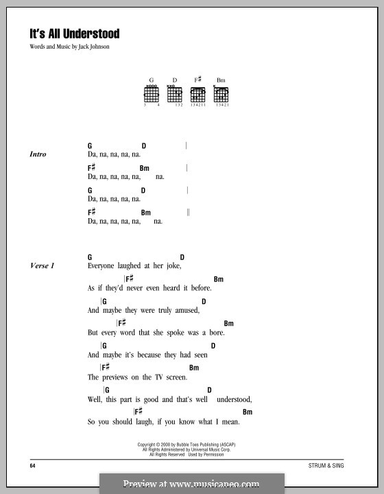 It's All Understood: Lyrics and chords by Jack Johnson