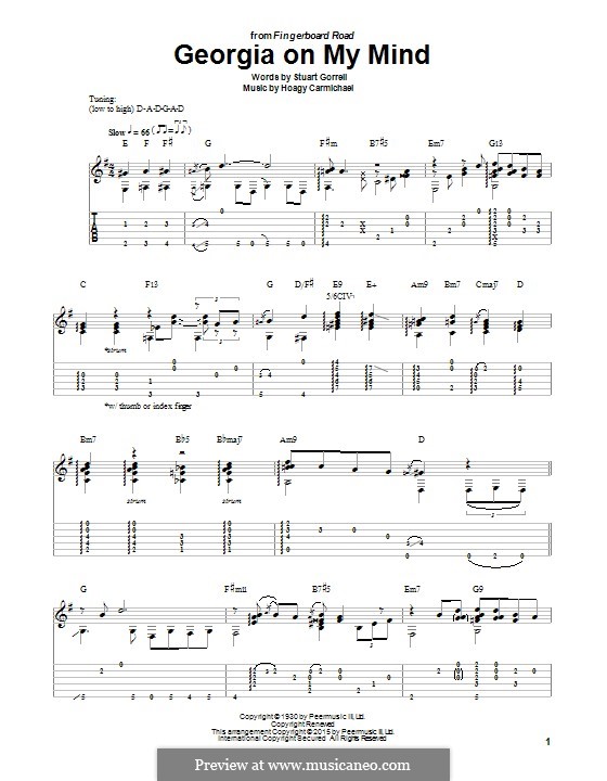 Georgia on My Mind: For guitar with tab by Hoagy Carmichael