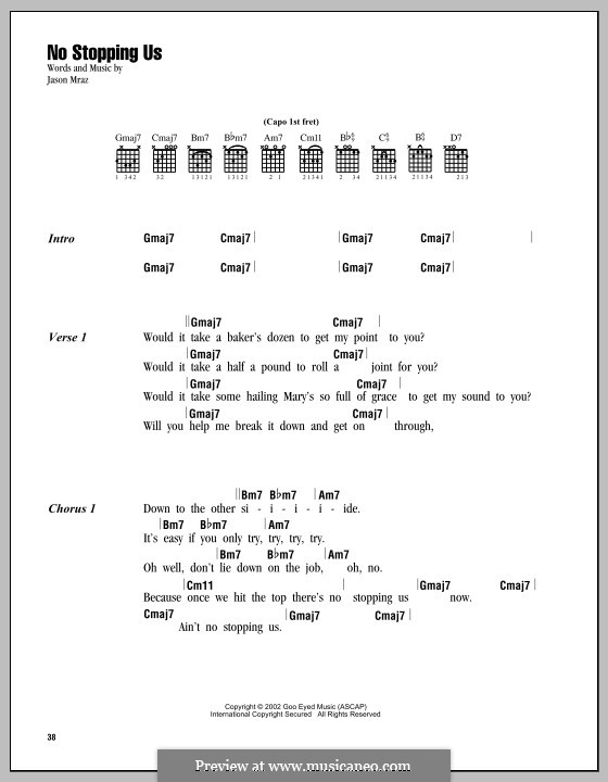No Stopping Us: Lyrics and chords by Jason Mraz