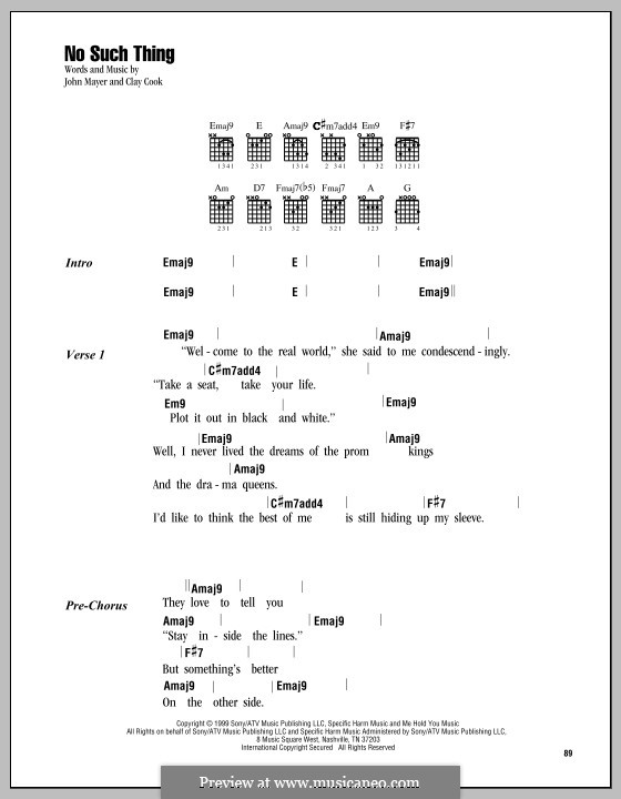 No Such Thing: Lyrics and chords by Clay Cook