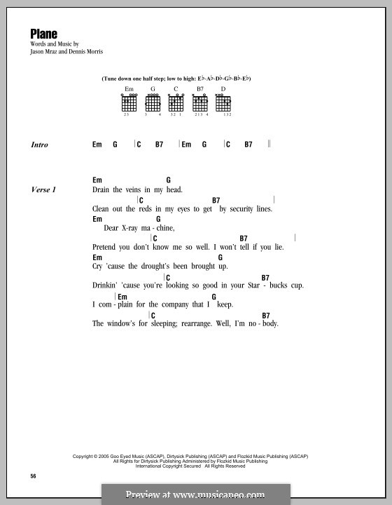 Plane: Lyrics and chords by Dennis Morris